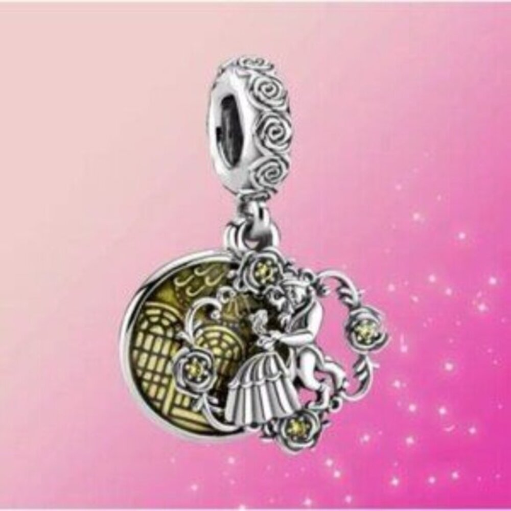 Pandora Silver Dancing Couple & Yellow Accents Charm Dangle